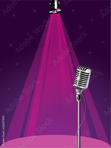 Retro microphone and spotlight vector