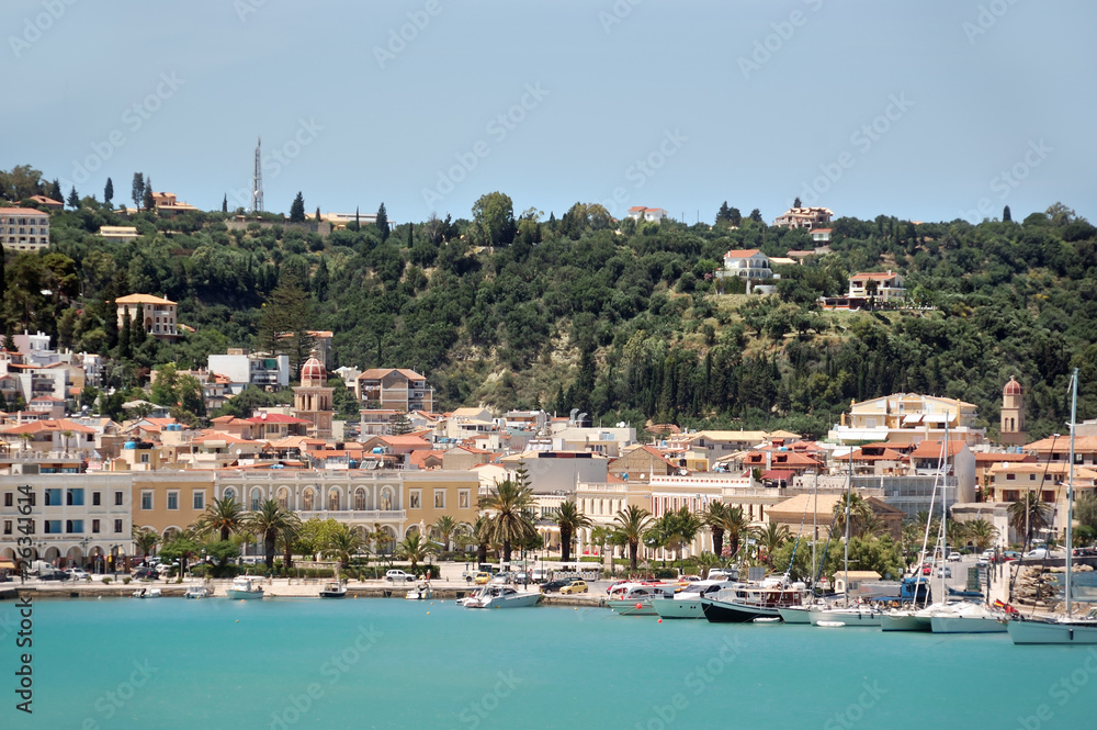 Panoramic view of port and town Zakynthos, Greece.