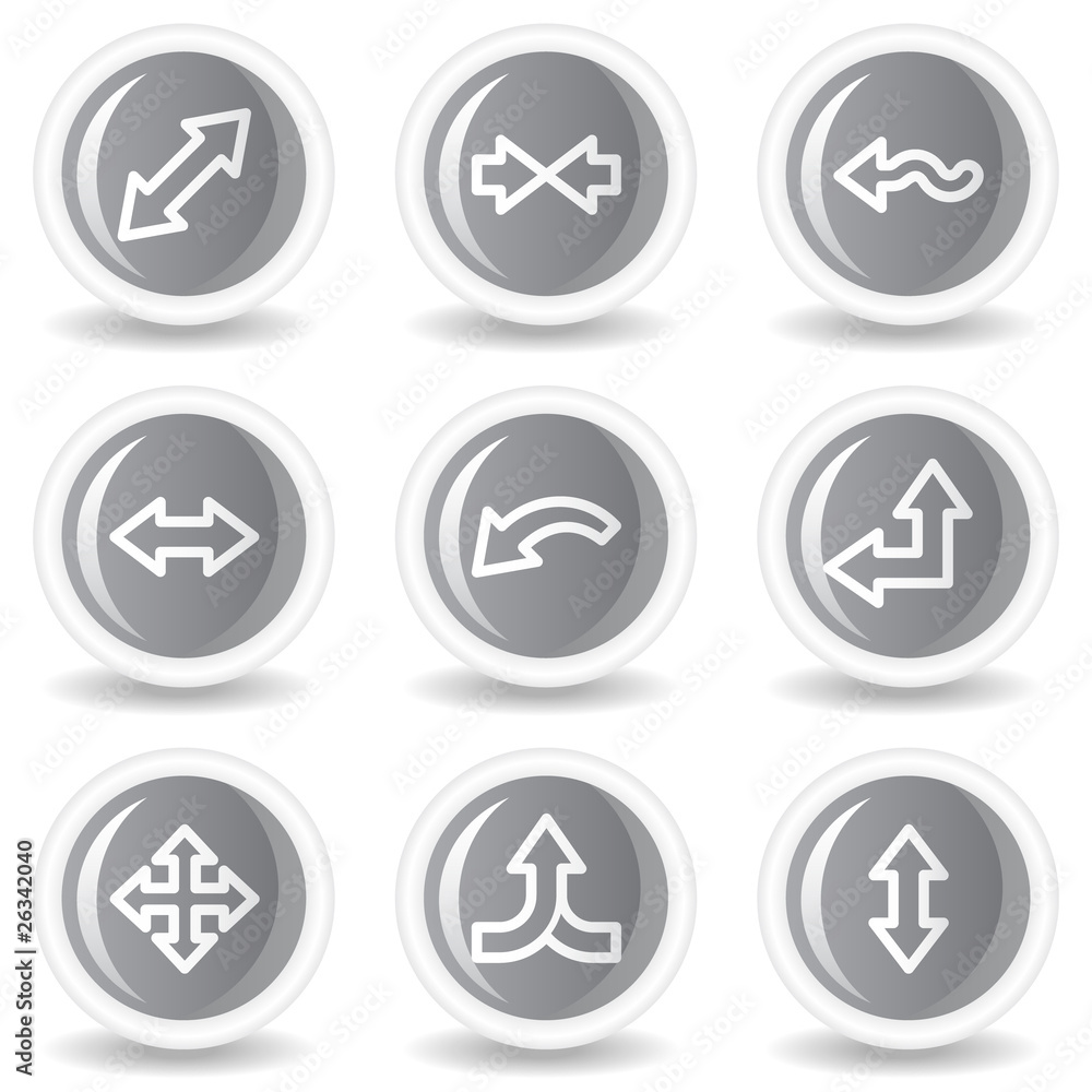 Arrows web icons set 2, circle grey glossy buttons Arrows web icons set 2, circle grey glossy buttons