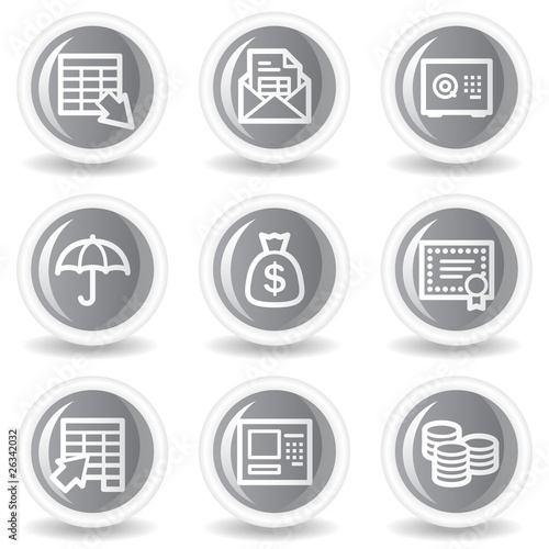 Banking web icons, circle grey glossy button