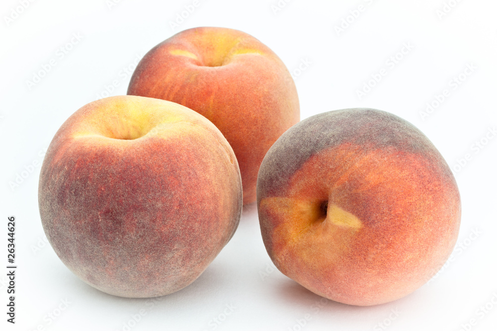 Peaches on a white background