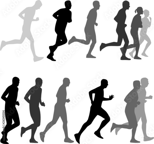 people running silhouettes