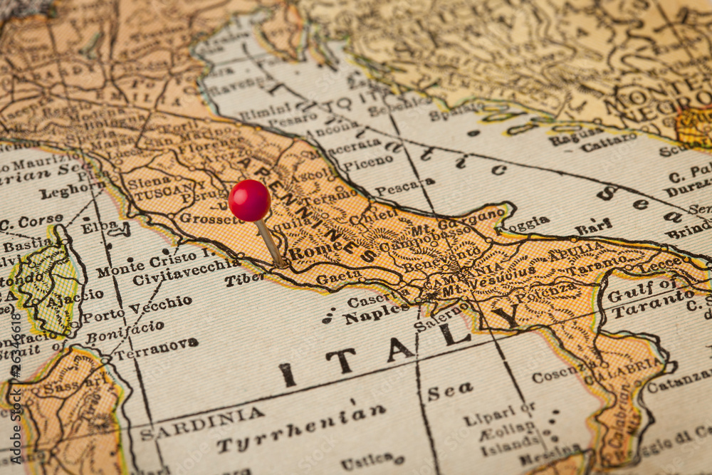Naklejka premium Mapa vintage Rzym i Włochy