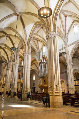 Cathedral nave  a space with Gothic-style columns