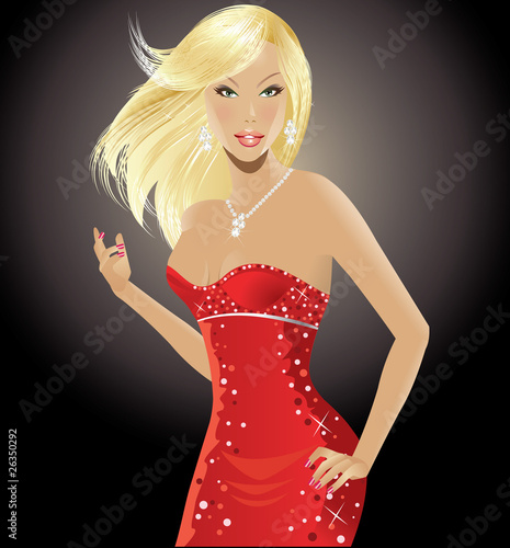 Blondy in red dress