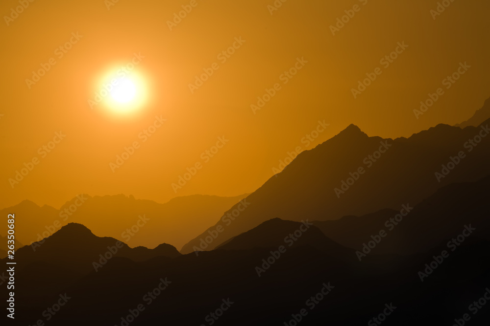 sunset in mountain desert