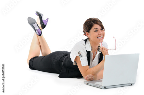 Wallpaper Mural Beautiful young business woman on white background Torontodigital.ca