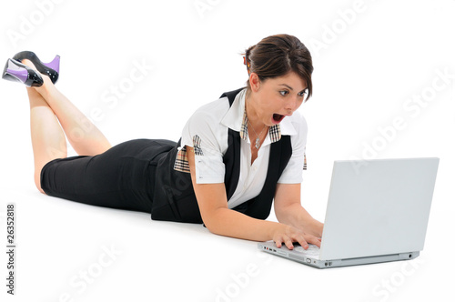 Wallpaper Mural Beautiful young business woman on white background Torontodigital.ca