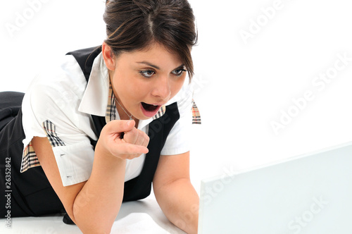 Wallpaper Mural Beautiful young business woman on white background Torontodigital.ca