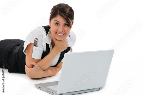 Wallpaper Mural Beautiful young business woman on white background Torontodigital.ca