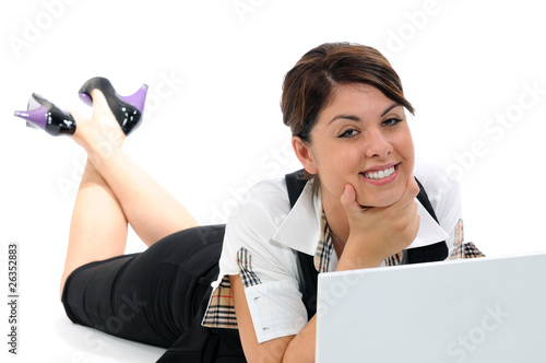 Wallpaper Mural Beautiful young business woman on white background Torontodigital.ca