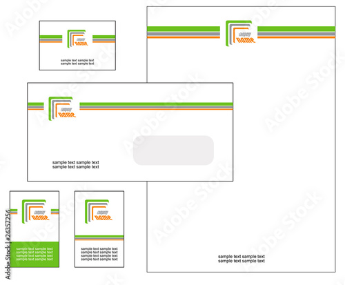Kit carta intestata verde, grigio, arancio