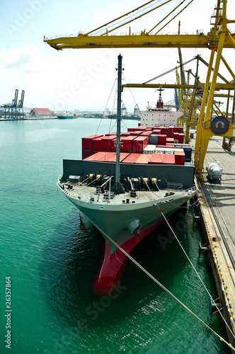 container ship on cargo operation photo