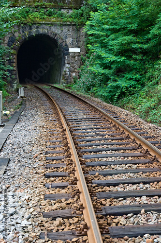 railway track and tunnel