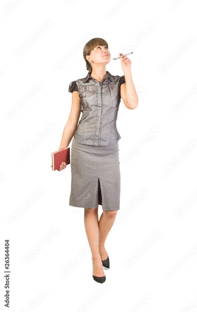 Beautiful businesswoman with diary and pen Beautiful businesswoman with diary and pen