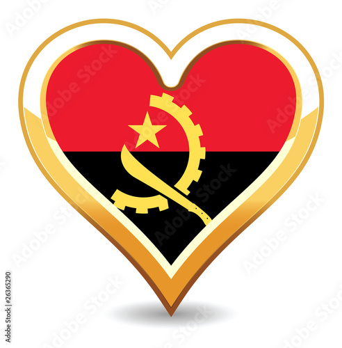 Fototapeta Naklejka Na Ścianę i Meble -  Heart Angola Flag