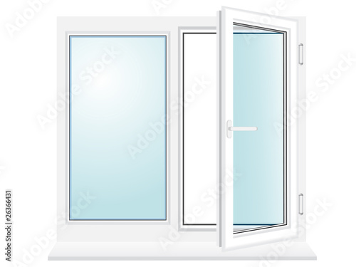 open plastic glass window vector illustration