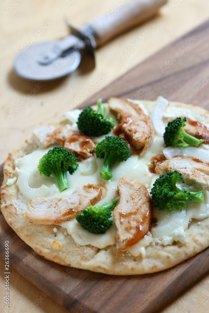 Pizza with Chicken and Broccoli Pizza with Chicken and Broccoli