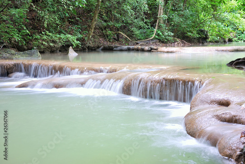Waterfall Erawan, in Kanchanabury, Thailand photo