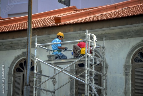 Construction Workers on a Scaffold