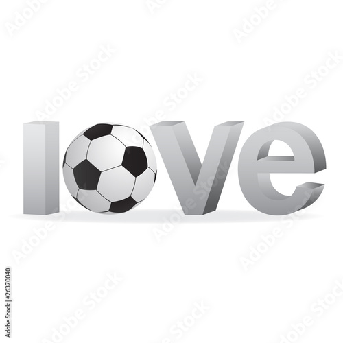 word Love with a footbal.Vector