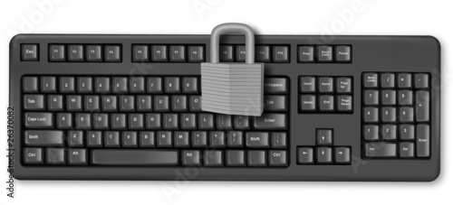 Keyboard and a lock. Internet security concept. Vector.