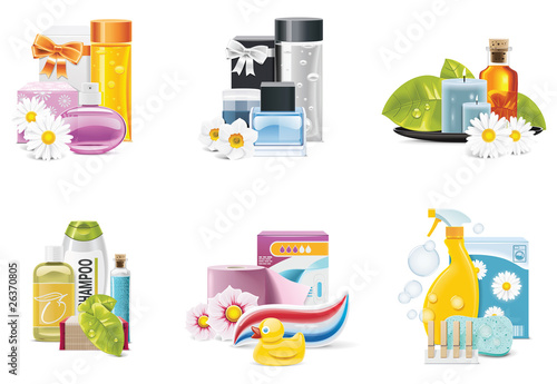 Vector health and beauty supplies icons