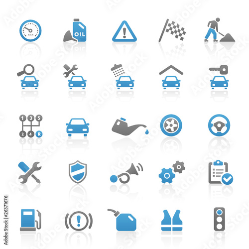 Blue Gray Web Icons - Car & Workshop - Set 10