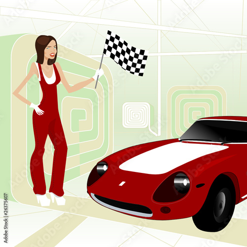 race car with girl