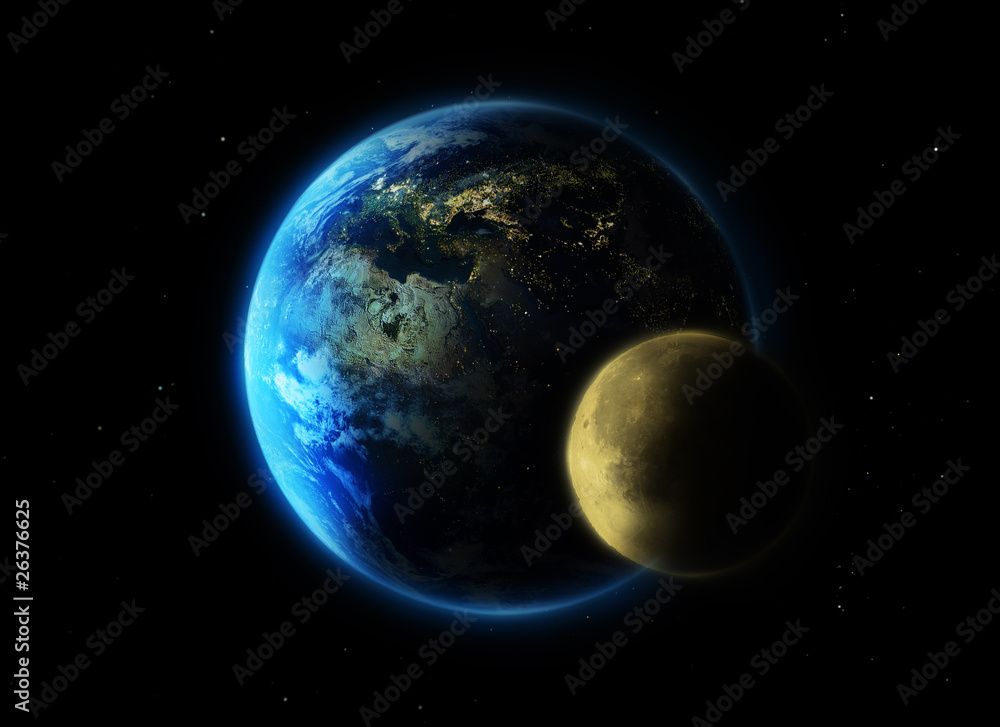 earth and moon