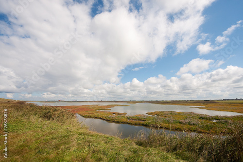 Dutch landscape behind the dike photo