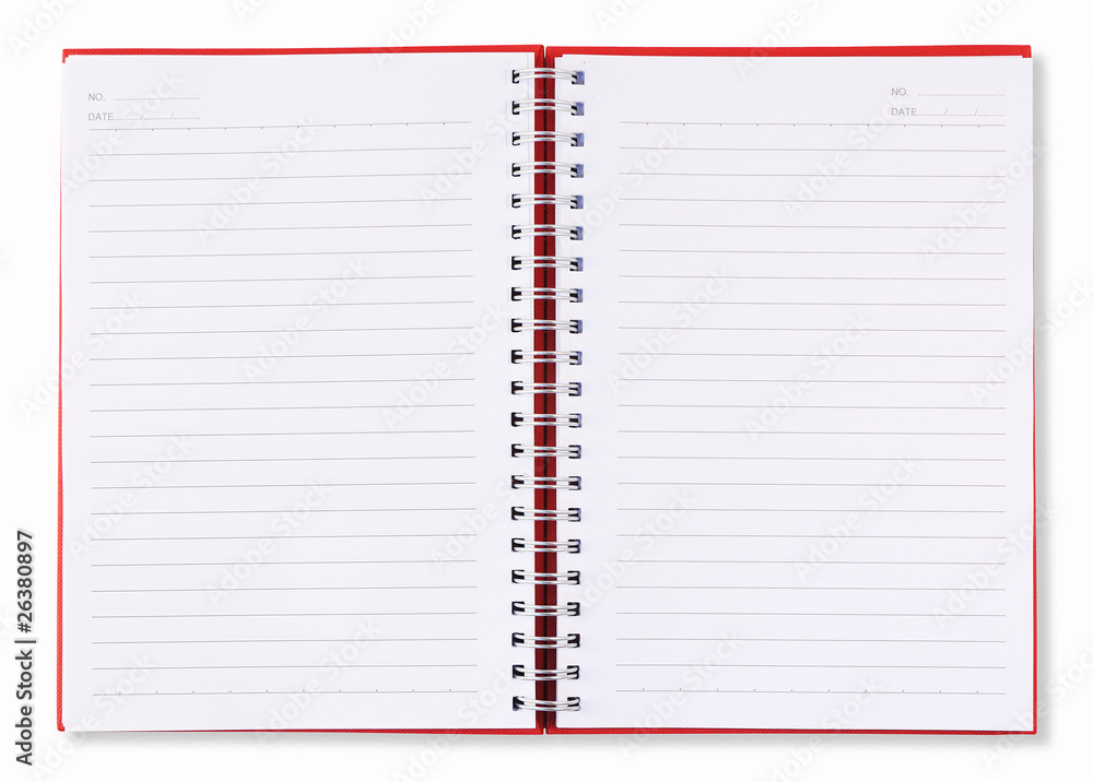 Red Cover Of Open Note Book Red Cover Of Open Note Book