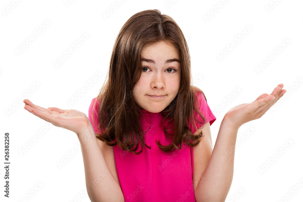Portrait of young girl isolated on white background Portrait of young girl isolated on white background