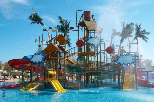 Colorful aquapark constructions