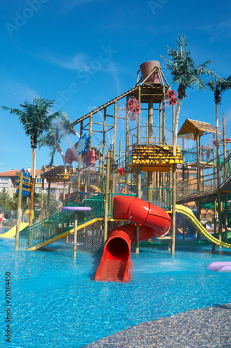 Colorful aquapark constructions