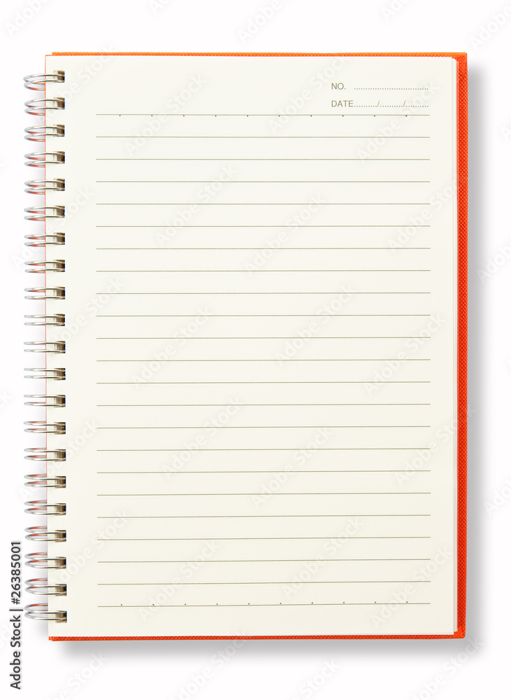 Red cover note book open blank page isolate on white background Stock Photo  | Adobe Stock