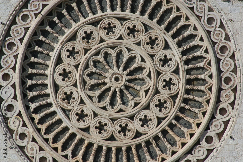 Rosette in front of the saint Francis sanctuary in Assisi