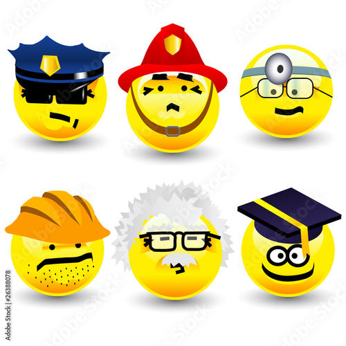Cool cartoon smiles, professions