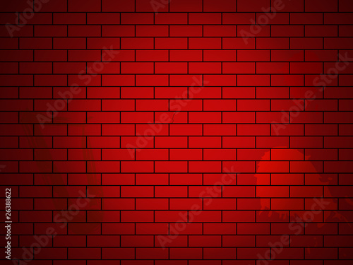 Vector brick wall made of red bricks