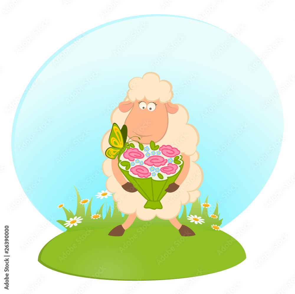 Cartoon sheep bride Cartoon sheep bride