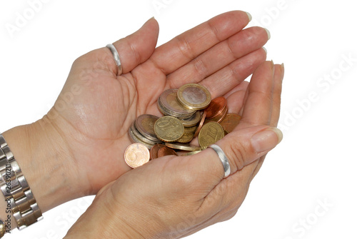 Hands with coins