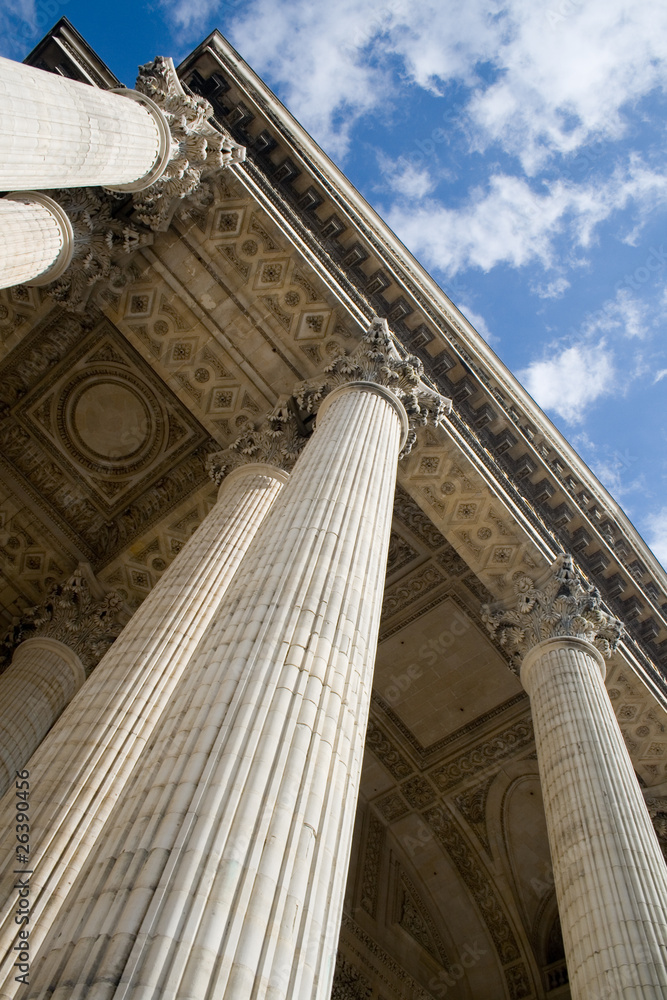 A view of the column of the Pantheon in Paris