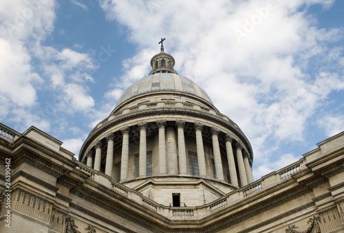 A view of the upper side of the Pantheon in Paris