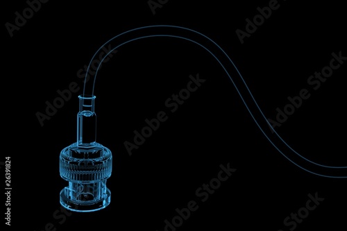RF connector 3D xray blue transparent