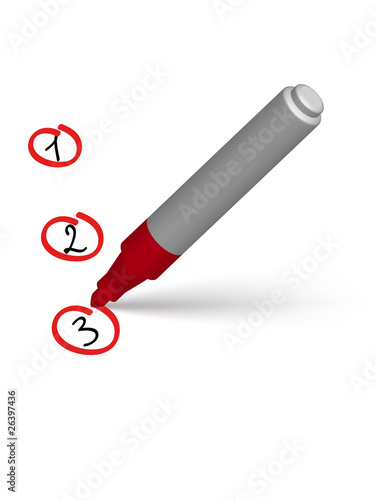 red marker encircling  numerals on the white paper