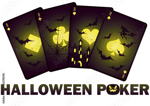 Halloween poker cards, vector