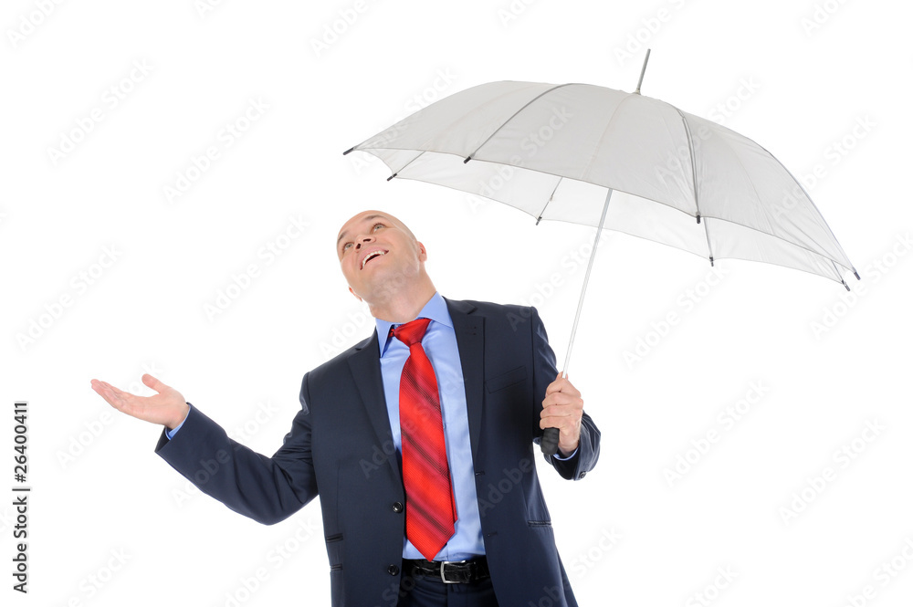 Image of a businessman with umbrella Image of a businessman with umbrella