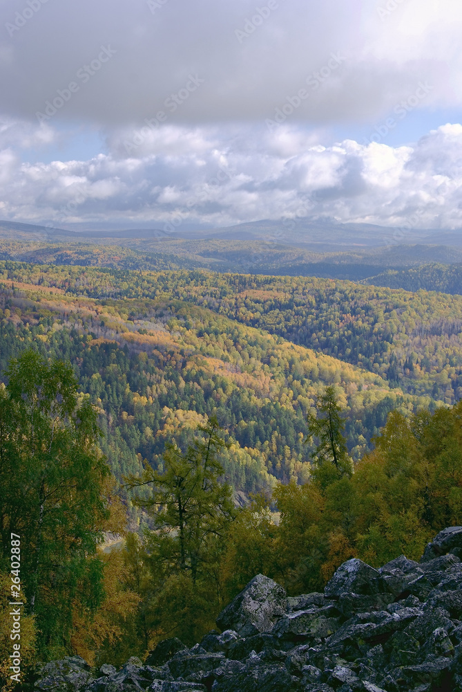 Fototapeta premium Landscape in Autumn time. Ural mountains. Russia