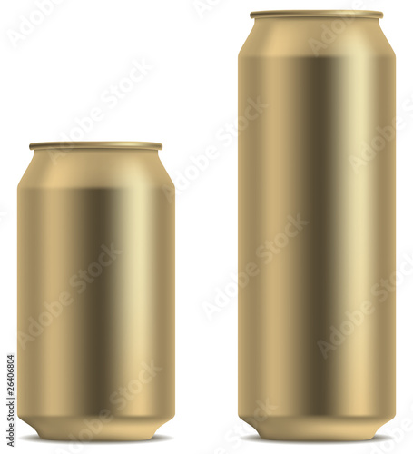 Blank yellow beer can in 2 variants 330 and 500 ml photo