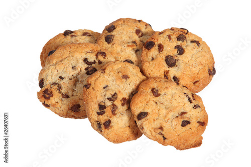 Chocolate cookies on white background with clipping path